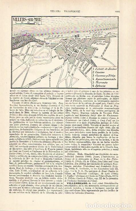 Otros art&iacute;culos de coleccionismo en papel: LAMINA ESPASA 29134: Plano de Villers-sur-Mer Francia - Varios