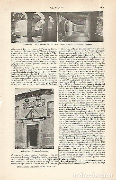 Otros art&iacute;culos de coleccionismo en papel: LAMINA ESPASA 29089: Convento de Villanueva Huesca - Varios