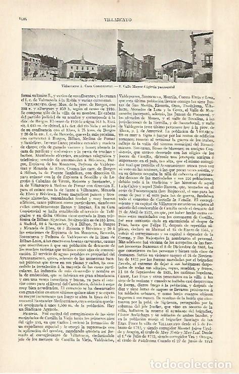 Otros art&iacute;culos de coleccionismo en papel: LAMINA ESPASA 29104: Ayuntamiento y Calle Mayor de Vilalrcayo Burgos - Varios