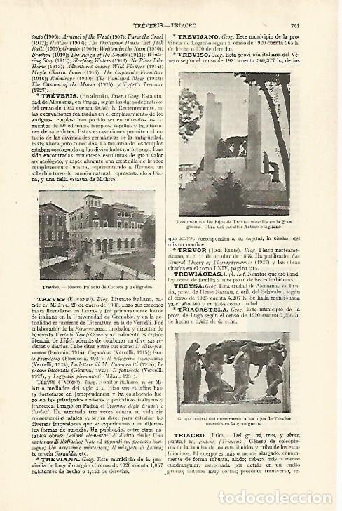 Otros art&iacute;culos de coleccionismo en papel: LAMINA ESPASA 29214: Vistas de Treviso Italia - Varios