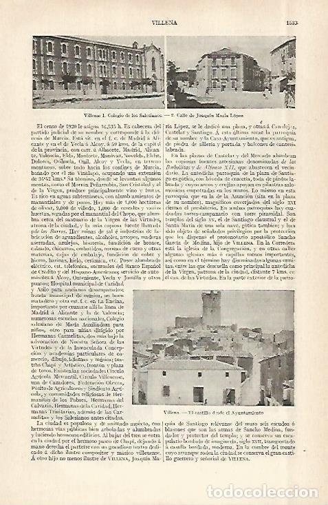 Otros art&iacute;culos de coleccionismo en papel: LAMINA ESPASA 29126: Colegio de los Salesianos en Villena Alicante - Varios