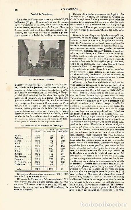Otros art&iacute;culos de coleccionismo en papel: LAMINA ESPASA 29274: Calle principal de Cienfuegos Cuba - Varios