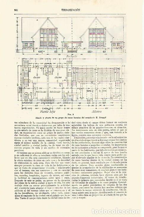 Otros art&iacute;culos de coleccionismo en papel: LAMINA ESPASA 29202: Alzado y planta de casas por el arquitecto E. Stumpf - Varios