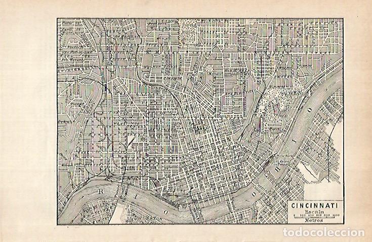 Otros art&iacute;culos de coleccionismo en papel: LAMINA ESPASA 29287: Plano de Cincinnati Estados Unidos - Varios