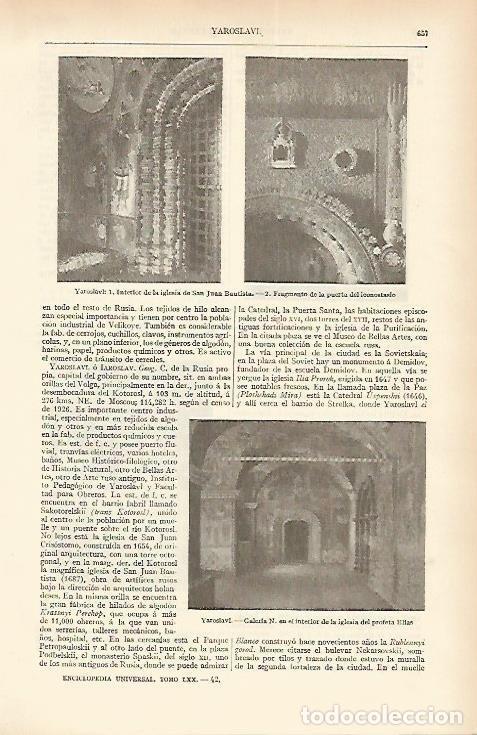Otros art&iacute;culos de coleccionismo en papel: LAMINA ESPASA 1657: Vistas de Yaroslavl Rusia - Varios Autores