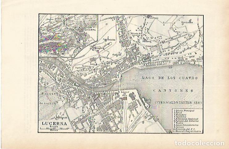 Otros art&iacute;culos de coleccionismo en papel: LAMINA ESPASA 1829: Plano de Lucerna Suiza - Varios Autores