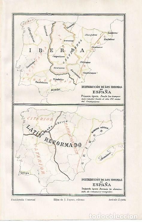 Otros art&iacute;culos de coleccionismo en papel: LAMINA ESPASA 10160: Mapas historicos de las lenguas de Espa&ntilde;a - Varios