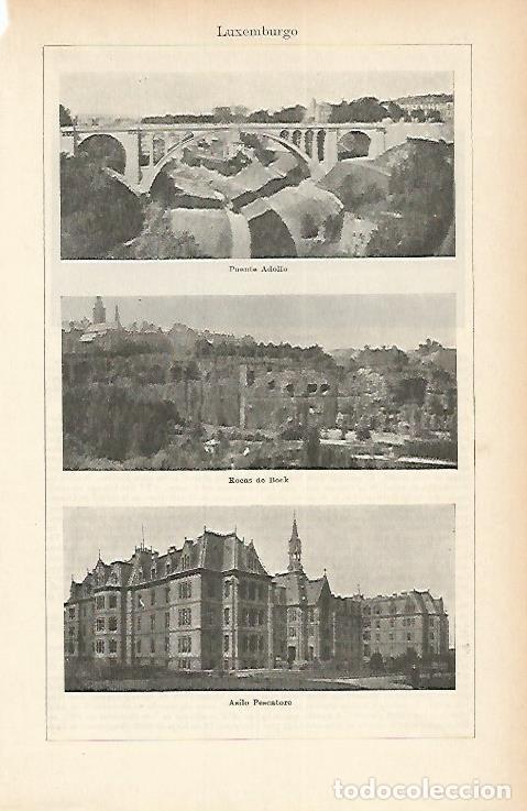 Otros art&iacute;culos de coleccionismo en papel: LAMINA ESPASA 1775: Vistas de Luxemburgo - Varios Autores