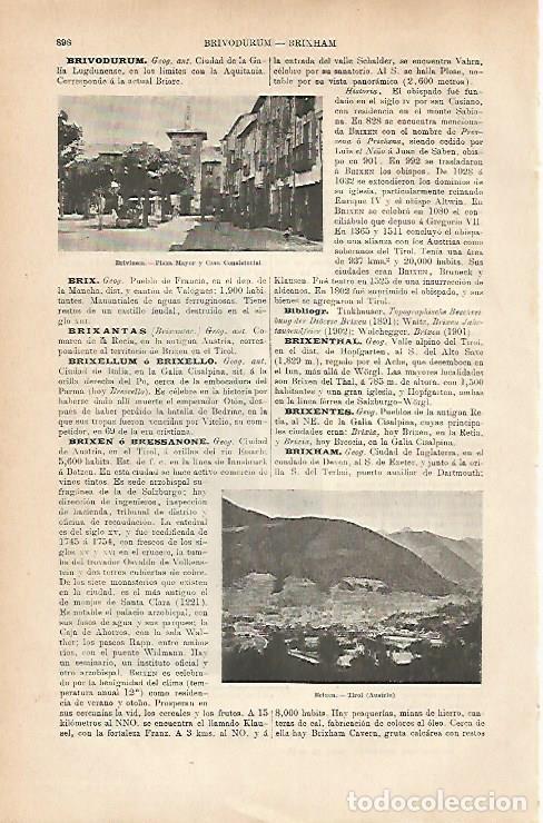 Otros art&iacute;culos de coleccionismo en papel: LAMINA ESPASA 11626: Vistas de Briviesca y Brison - Varios