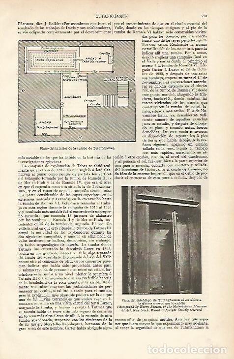 Otros art&iacute;culos de coleccionismo en papel: LAMINA ESPASA 12071: Plano del interior de la tumba de Tutankhamon - Varios