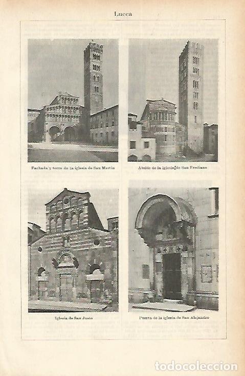 Otros art&iacute;culos de coleccionismo en papel: LAMINA ESPASA 1837: Vistas de Lucca Italia - Varios Autores