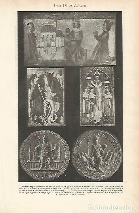 Otros art&iacute;culos de coleccionismo en papel: LAMINA ESPASA 1802: Representaciones de Luis IV el Bavaro - Varios Autores