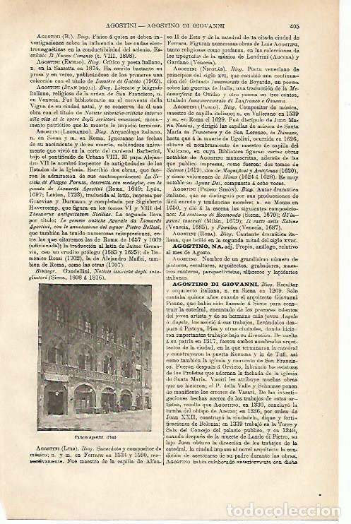 Otros art&iacute;culos de coleccionismo en papel: LAMINA ESPASA 12620: Palacio Agostini en Pisa Italia - Varios