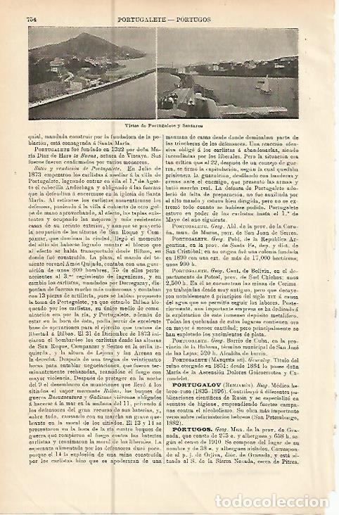 Otros art&iacute;culos de coleccionismo en papel: LAMINA ESPASA 10582: Vistas de Portugalete y Santurce - Varios