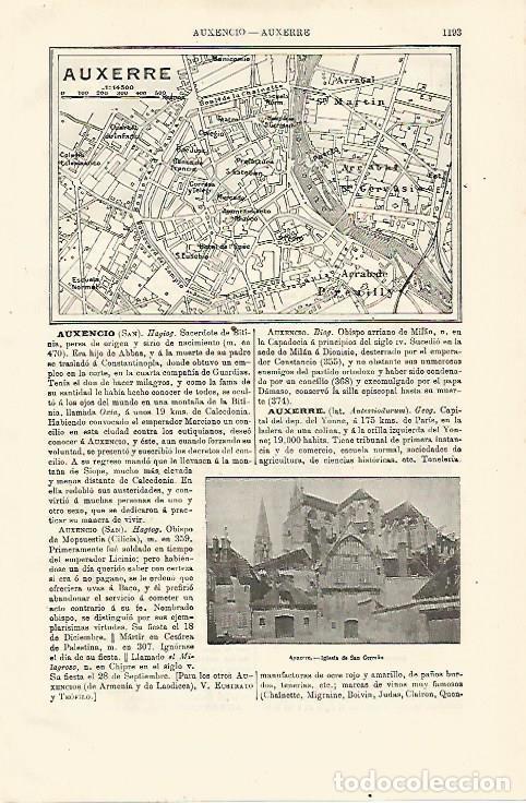 Otros art&iacute;culos de coleccionismo en papel: LAMINA ESPASA 13019: Plano de Auxerre Francia - Varios