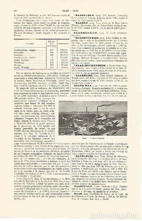 Otros art&iacute;culos de coleccionismo en papel: LAMINA ESPASA 14038: Cuenca minera de Saar Suiza - Varios