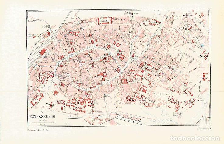 Otros art&iacute;culos de coleccionismo en papel: LAMINA ESPASA 16387: Plano de Estrasburgo - Varios