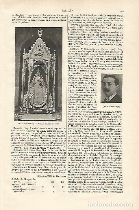 Otros art&iacute;culos de coleccionismo en papel: LAMINA ESPASA 18173: Nuestra Se&ntilde;ora del Valle en Salda&ntilde;a Palencia - Varios