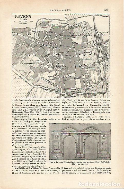 Otros art&iacute;culos de coleccionismo en papel: LAMINA ESPASA 15991: Plano de Ravena Italia - Varios