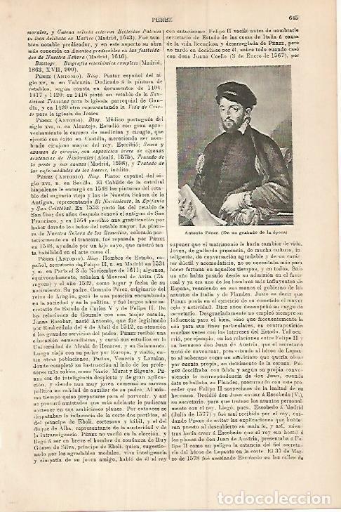 Otros art&iacute;culos de coleccionismo en papel: LAMINA ESPASA 17995: Retrato de Antonio Perez - Varios