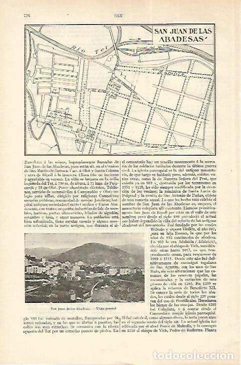 Otros art&iacute;culos de coleccionismo en papel: LAMINA ESPASA 18313: Plano y vista de Sant Joan de les Abadesses - Varios