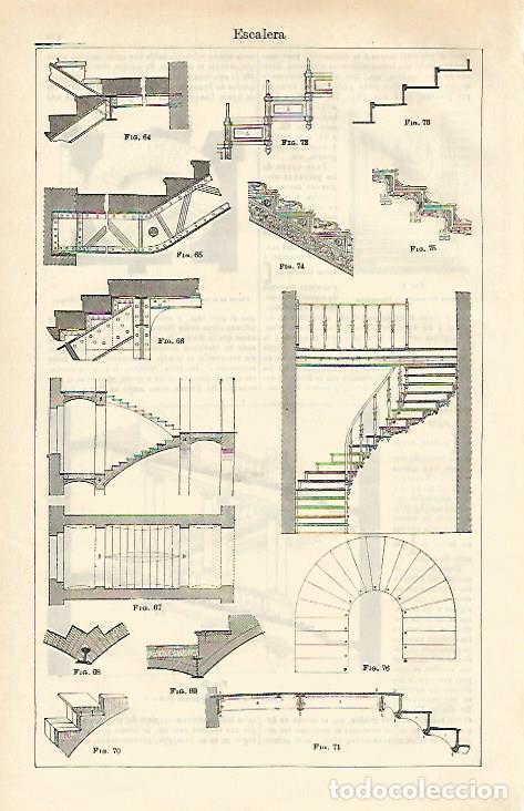 Otros art&iacute;culos de coleccionismo en papel: LAMINA ESPASA 16557: Tipos de escaleras - Varios