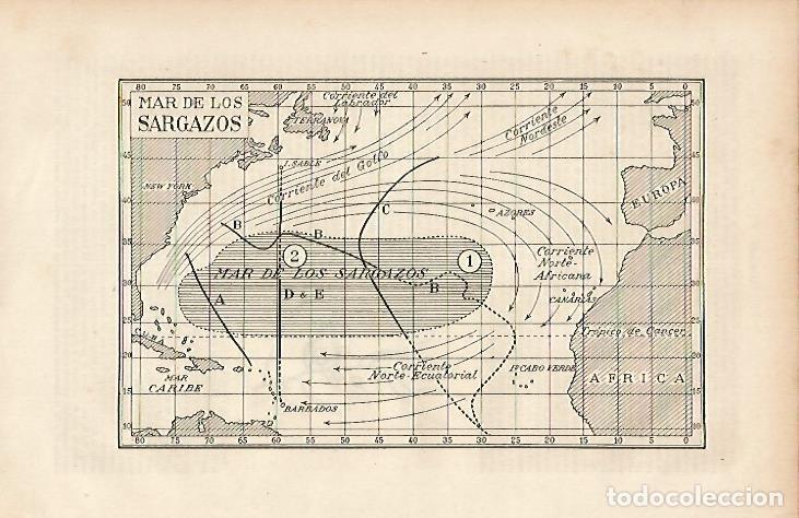 Otros art&iacute;culos de coleccionismo en papel: LAMINA ESPASA 19543: Mapa del Mar de los Sargazos - Varios