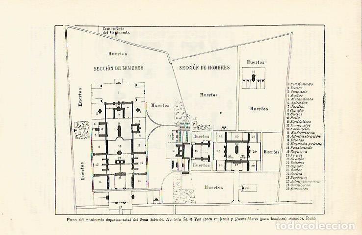 Otros art&iacute;culos de coleccionismo en papel: LAMINA ESPASA 18616: Plano del manicomio del Sena Interior - Varios