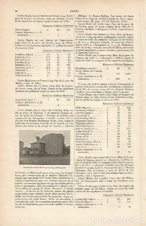 Otros art&iacute;culos de coleccionismo en papel: LAMINA ESPASA 19409: Ruinas de Santa Maria de la Vega en Palencia - Varios