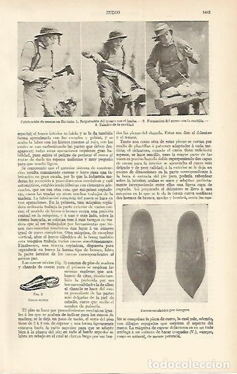 Otros art&iacute;culos de coleccionismo en papel: LAMINA ESPASA 1692: Fabricacion de zuecos en Breta&ntilde;a - Varios Autores