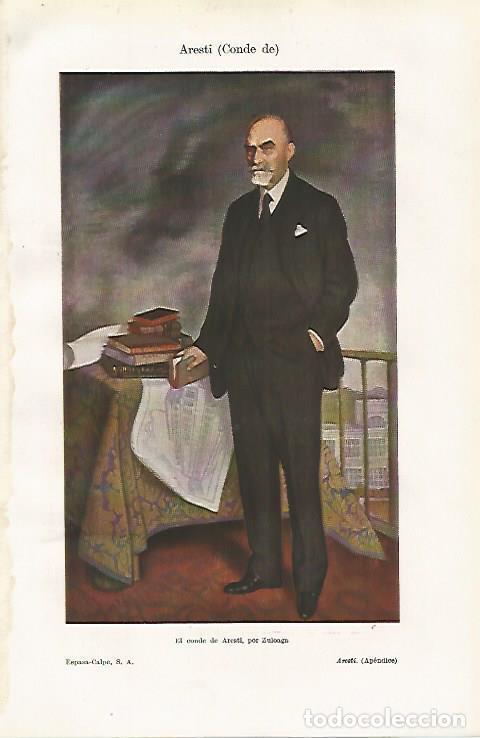 Otros art&iacute;culos de coleccionismo en papel: LAMINA ESPASA 19072: El conde de Aresti por Zuloaga - Varios