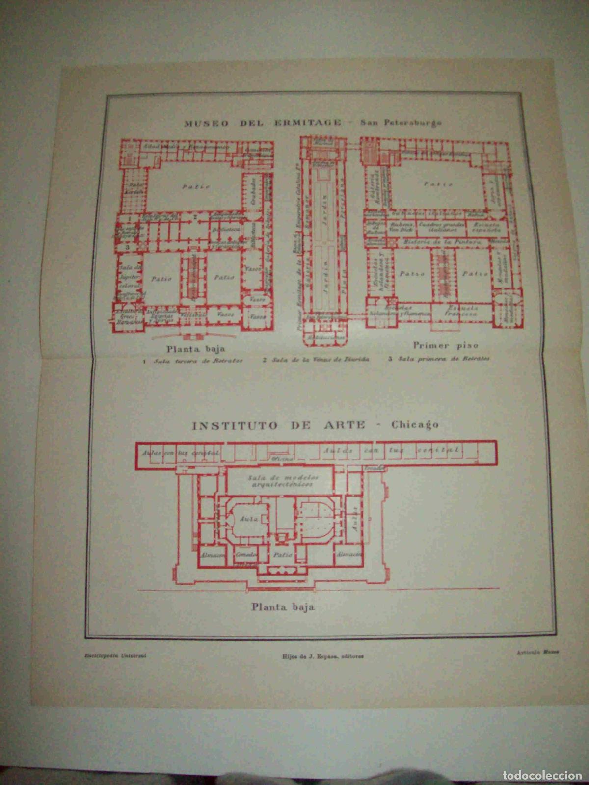 Otros art&iacute;culos de coleccionismo en papel: LAMINA ESPASA 10411: Planta del Ermitage y del Instituo de Arte de Chicago - Varios