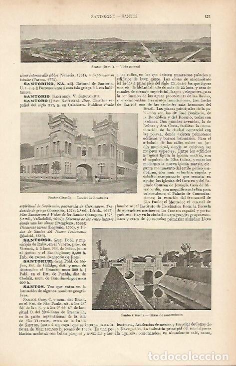 Otros art&iacute;culos de coleccionismo en papel: LAMINA ESPASA 19501: Vistas de Santos Brasil - Varios