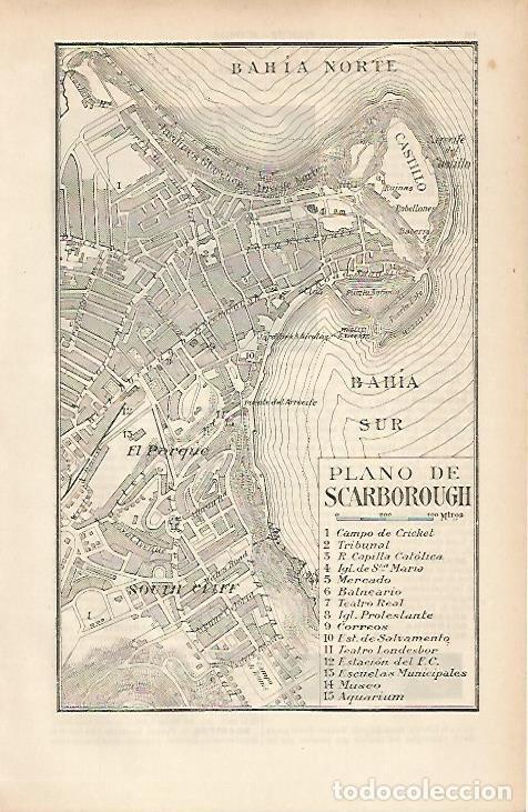 Otros art&iacute;culos de coleccionismo en papel: LAMINA ESPASA 19594: Plano de Scarborough Inglaterra - Varios