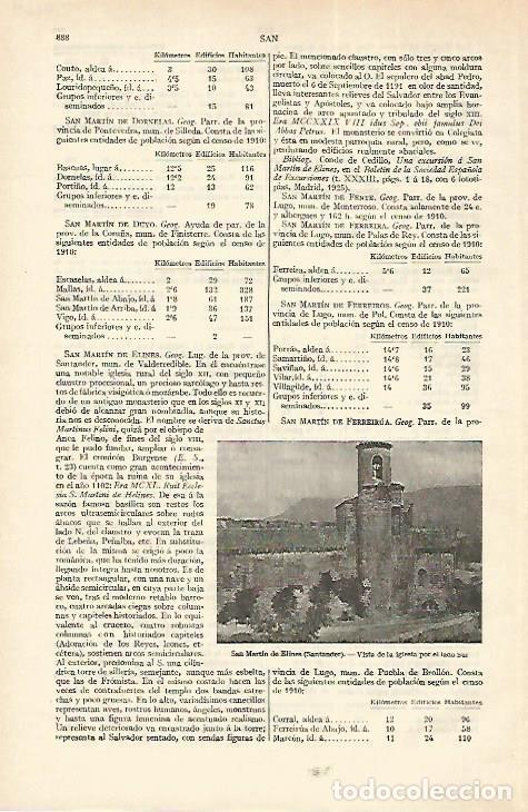 Outros artigos de papel: LAMINA ESPASA 18339: San Martin de Elines Santander - Varios