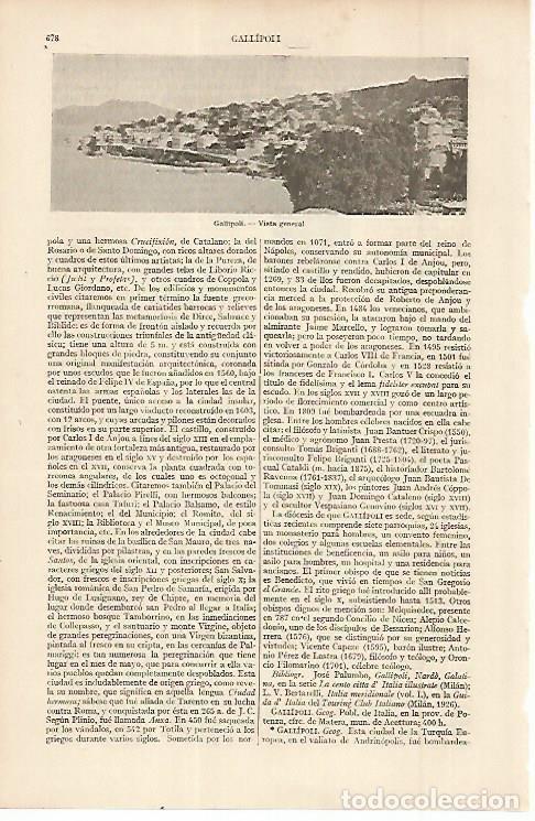 Otros art&iacute;culos de coleccionismo en papel: LAMINA ESPASA 11351: Vista general de Gallipolli Turquia - Varios