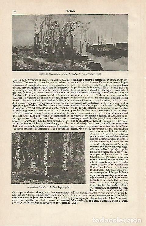 Otros art&iacute;culos de coleccionismo en papel: LAMINA ESPASA 16258: Orillas del Manzanares por Juan Espina y Capo - Varios