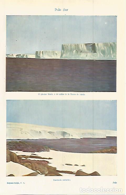 Otros art&iacute;culos de coleccionismo en papel: LAMINA ESPASA 15172: Glaciar Meerz del polo sur - Varios