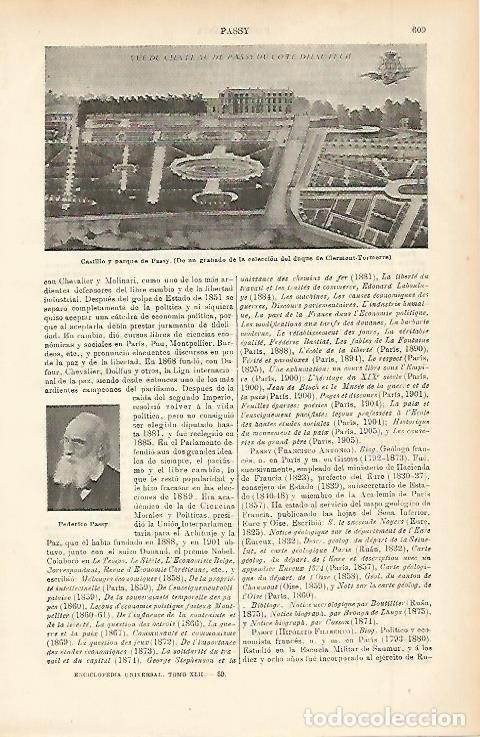 Otros art&iacute;culos de coleccionismo en papel: LAMINA ESPASA 002333: Castillo y parque de Passy - Varios Autores