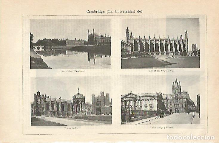 Otros art&iacute;culos de coleccionismo en papel: LAMINA De ESPASA 00178: Universidad de Cambridge - Varios autores