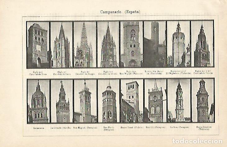 Otros art&iacute;culos de coleccionismo en papel: LAMINA De ESPASA 00181: Campanarios de espa&ntilde;a - Varios autores
