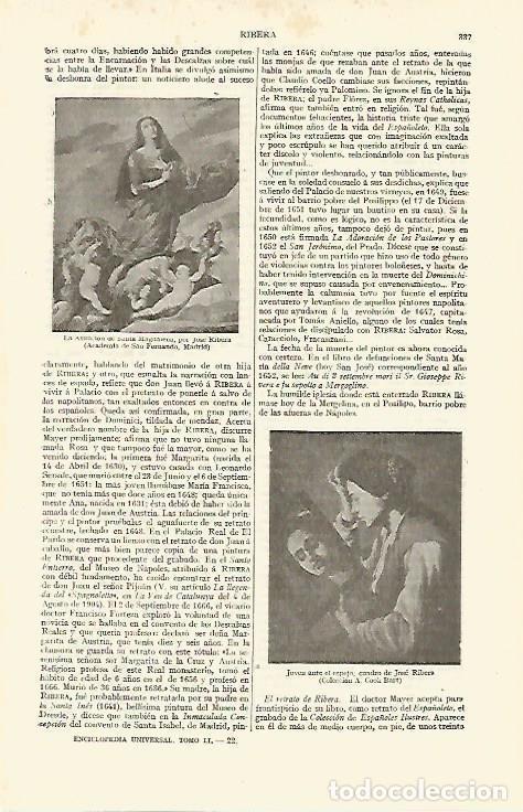 Otros art&iacute;culos de coleccionismo en papel: LAMINA ESPASA 13591: La Asuncion y Joven ante el espejo por Ribera - Varios
