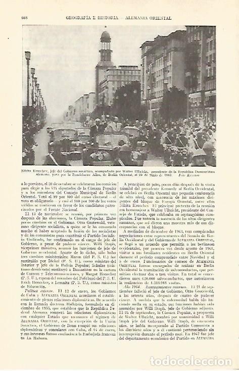Otros art&iacute;culos de coleccionismo en papel: LAMINA ESPASA 29315: N. Kruschev y W. Ulbright en Berlin 1963 - Varios