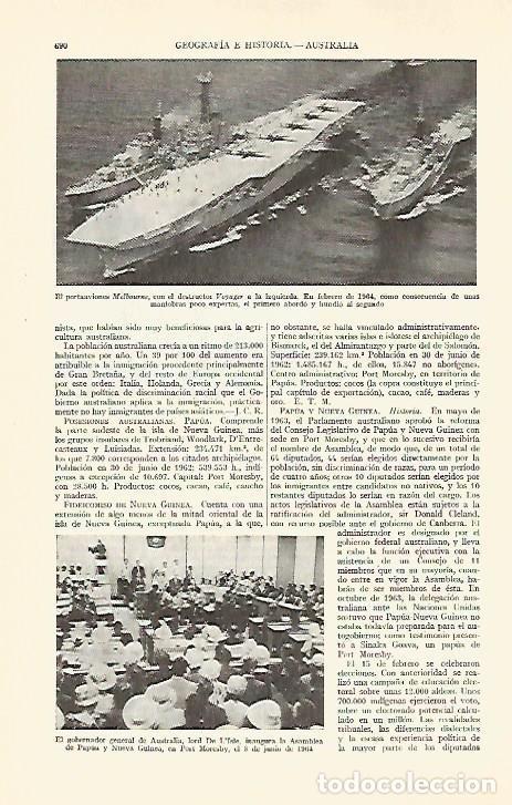 Otros art&iacute;culos de coleccionismo en papel: LAMINA ESPASA 29325: Portaaviones Melboune de Australia - Varios