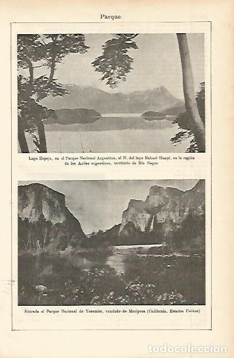 Otros art&iacute;culos de coleccionismo en papel: LAMINA ESPASA 2307: Lago Espejo Argentina y Parque Yosemite USA - Varios Autores