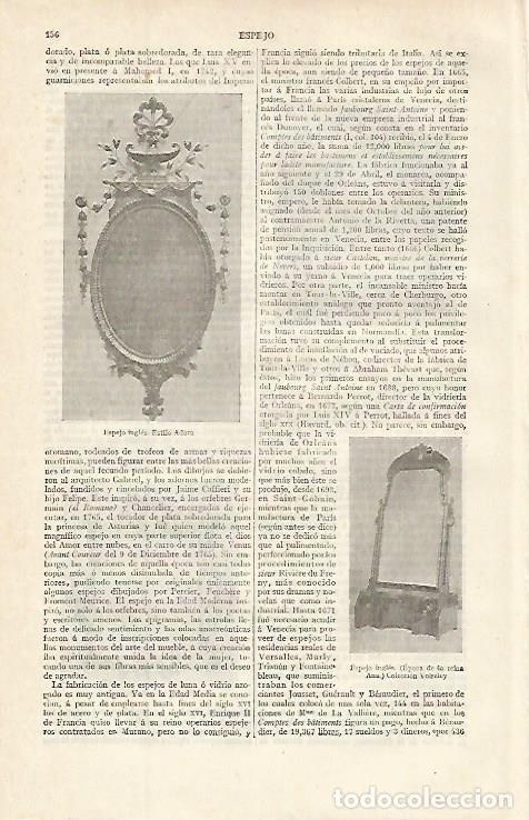 Otros art&iacute;culos de coleccionismo en papel: LAMINA ESPASA 16249: Espejo ingles estilo Adam - Varios