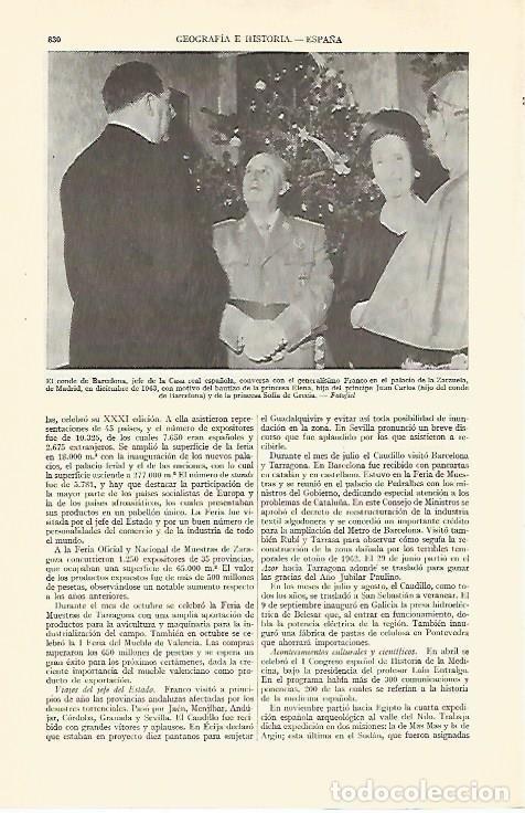 Otros art&iacute;culos de coleccionismo en papel: LAMINA ESPASA 29361: Franco con el Conde de Barcelona en diciembre de 1963 - Varios