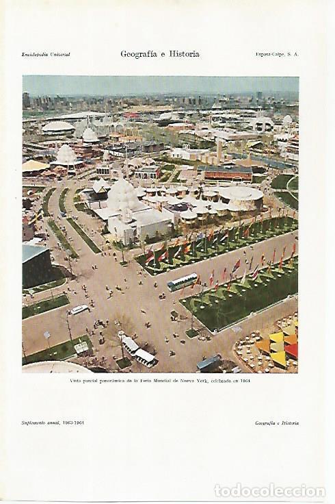 Otros art&iacute;culos de coleccionismo en papel: LAMINA ESPASA 29376: Vista de la Feria Mundial de Nueva York en 1964 - Varios