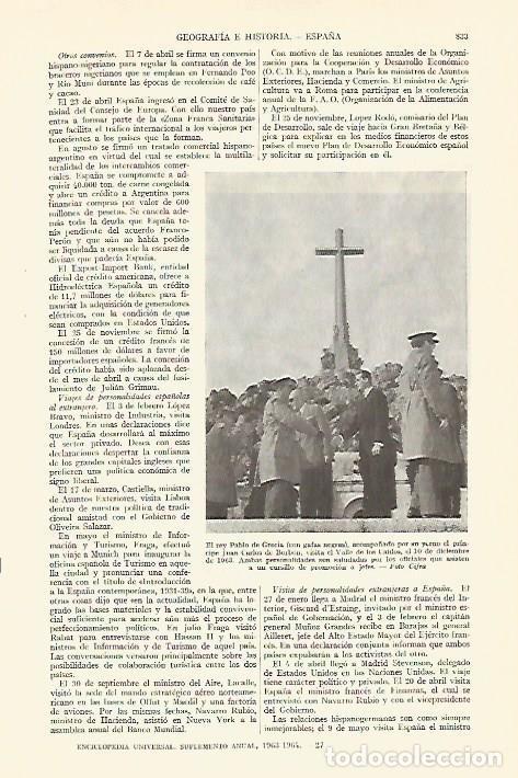 Otros art&iacute;culos de coleccionismo en papel: LAMINA ESPASA 29363: Pablo de Grecia y el principe Juan Carlos en el Valle de los Caidos 1963 - Vari