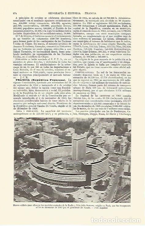 Otros art&iacute;culos de coleccionismo en papel: LAMINA ESPASA 29378: Edificio de la Radio y Television de Francia en Paris - Varios